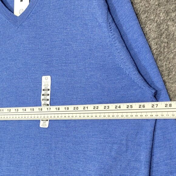 Turnbury Sweater Mens 3XT Blue Extra Fine Merino Wool V-Neck Pullover - Picture 6 of 12